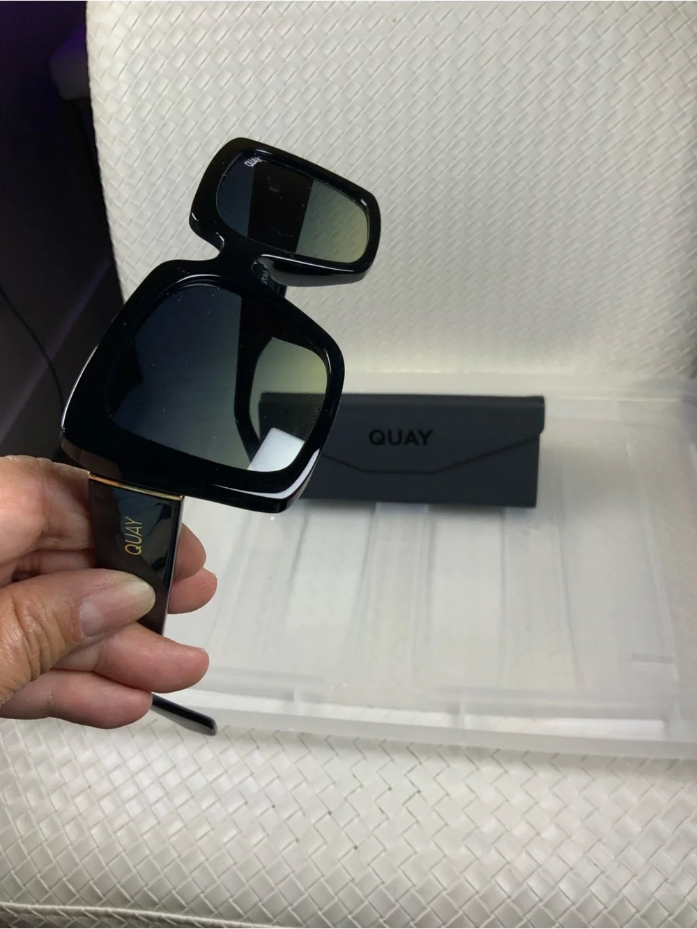 Quay Australia Black Square Sunglasses with Gradient Lenses